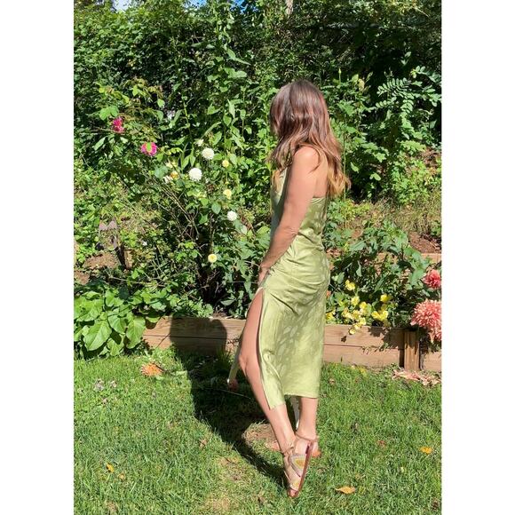 Pistachio Green Slip Dress / lime print / bias - Picture 7 of 8